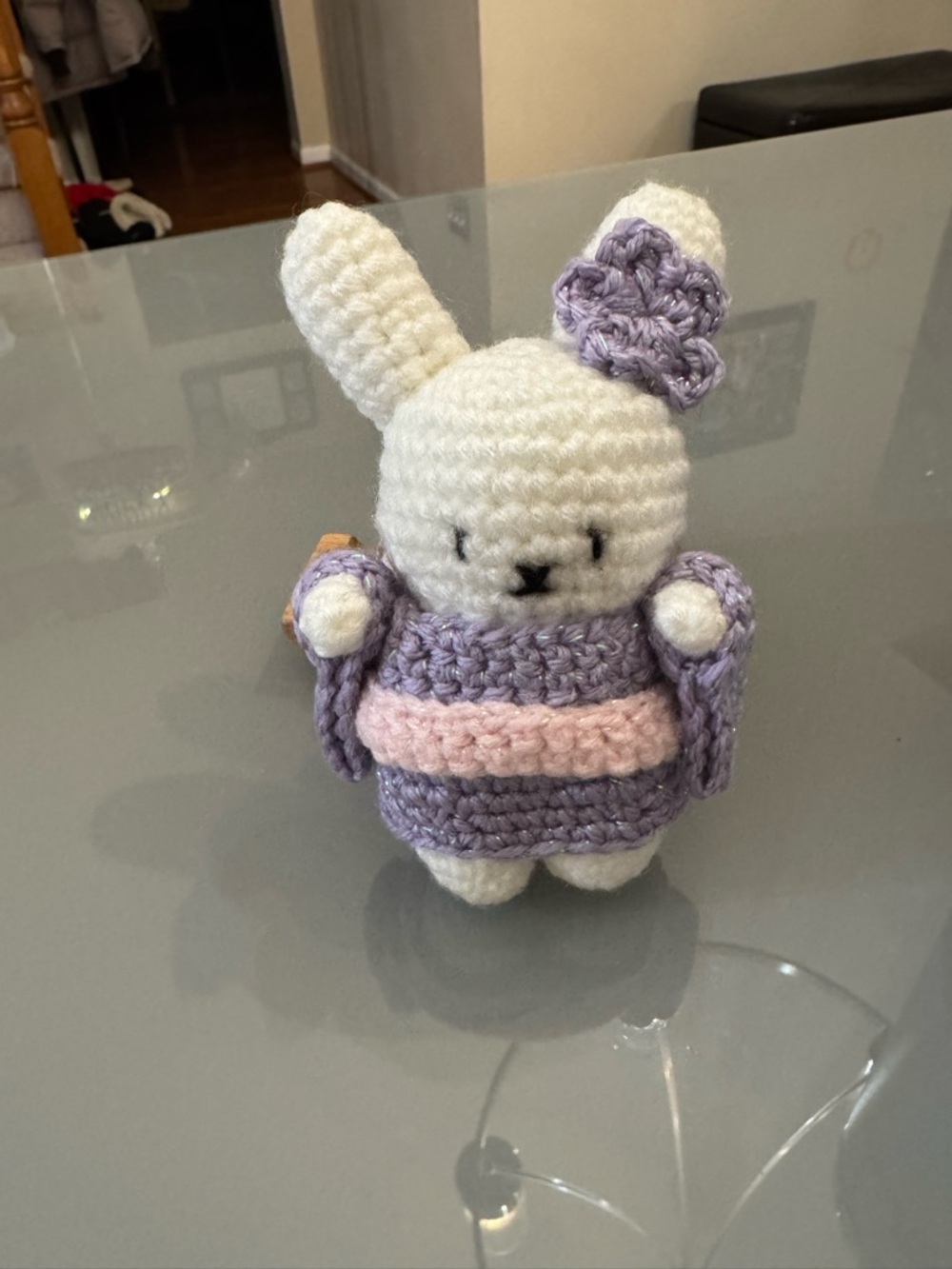 Handmade Crochet Miffy Bunny in a purple kimono